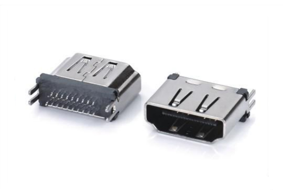 HDMI A TYPE母座180度夾板式08~1.6MM(外殼厚度T=0.50,端子彎端)