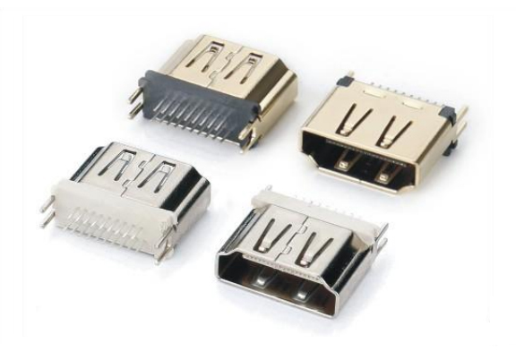 HDMI A TYPE母座180度夾板式0.8~1.6MM(外殼厚度T=0.50,端子直端)