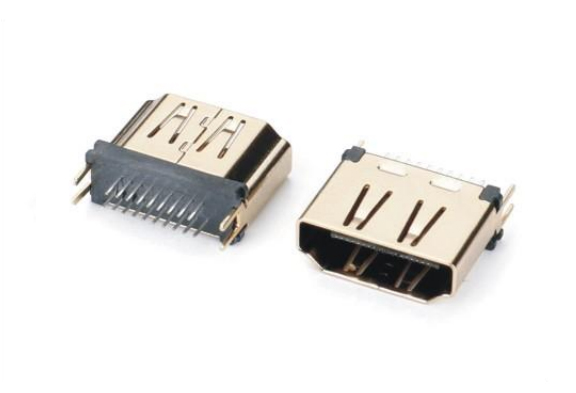 HDMI A TYPE母座180度夾板式0.8~1.6MM(外殼厚度T=0.40,端子彎端)